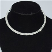 (2  Silver)Rhinestone row bride Collar necklace woman  diamond personality stage Collar circle