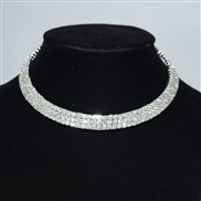 (3  Silver)Rhinestone row bride Collar necklace woman  diamond personality stage Collar circle