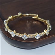 (SL 1147 1  Gold) fashion Rhinestone row fully-jewelled zircon mosaic claw chain woman opening personality bangle