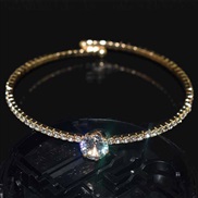 (SL 1 89  Gold) fashion Rhinestone row fully-jewelled zircon mosaic claw chain woman opening personality bangle