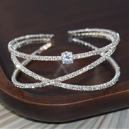 ( Silver)bride luxurious Rhinestone zircon opening bangle woman temperament bracelet