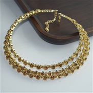 (3  Gold yellow ) fashion Rhinestone Collar multilayer crystal necklace necklace multicolor steel wire circle bride