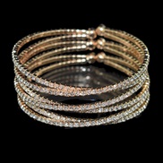 (6  Gold)occidental style crystal bangle Rhinestone opening bangle woman brief bracelet