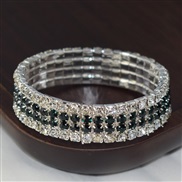 (SL 1136  green)fashion brilliant diamond crystal fully-jewelled bracelet four row Rhinestone elasticity multilayer row