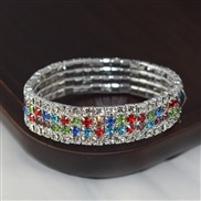 (SL 1136  Color)fashion brilliant diamond crystal fully-jewelled bracelet four row Rhinestone elasticity multilayer row