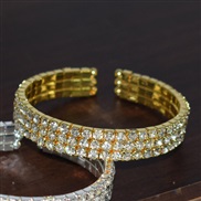(SL 1  6  Gold 3)ins woman brief row Rhinestone opening bangle  occidental style fashion all-Purpose gold silver color