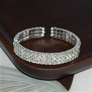 (SL 1  6 Silver 3)ins woman brief row Rhinestone opening bangle  occidental style fashion all-Purpose gold silver color