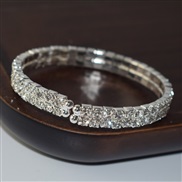 (SL 1  6  Silver 2)ins woman brief row Rhinestone opening bangle  occidental style fashion all-Purpose gold silver color