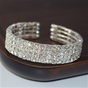 (SL 1  6  Silver 4)ins woman brief row Rhinestone opening bangle  occidental style fashion all-Purpose gold silver color
