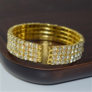 (SL 1  6  Gold 4)ins woman brief row Rhinestone opening bangle  occidental style fashion all-Purpose gold silver color