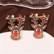 ( Brown) occidental style cartoon christmas deer lovely temperament trend samll fashion all-Purpose earrings ear stud E