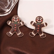 ( Brown) occidental style creative brief christmas cartoon lovely trend fashion all-Purpose ear stud Earring