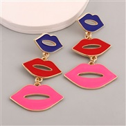 ( blue)occidental style brief personality long style fashion Alloy enamel earrings all-Purpose exaggerating all-Purpose