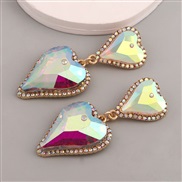 (AB color)occidental style fashion personality Alloy color heart-shaped diamond exaggerating earrings temperament elega