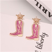 ( Pink)occidental style exaggerating snowflake fashion trend all-Purpose temperament brief samll ear stud earrings Earri