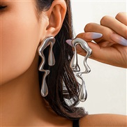 ( 1 White k 3 28)occidental style  fashion Metal Irregular ear stud woman  personality geometry hollow drop Earring