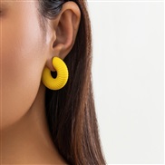 ( yellow 3 33)occidental style brief color pattern Stripe Ear clip woman circle Ear clip
