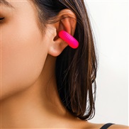 ( rose Red 3 33)occidental style brief color pattern Stripe Ear clip woman circle Ear clip