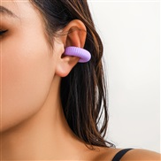 (Ligh purple 3 33)occidental style brief color pattern Stripe Ear clip woman circle Ear clip