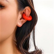 ( red 3 33)occidental style brief color pattern Stripe Ear clip woman circle Ear clip
