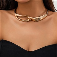 ( 1  Gold 6 15)occidental style  personality punk wind Metal buckle Collar woman  geometry clavicle chain