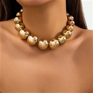 ( Gold 6 44)occidental style  punk exaggerating big beads Collar clavicle chain  geometry Beads beads necklace woman