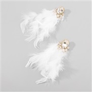 ( white)E occidental style diamond feather tassel Earring  trend personality textured long style earrings woman
