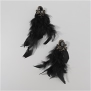 ( black)E occidental style diamond feather tassel Earring  trend personality textured long style earrings woman
