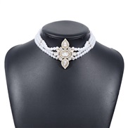 ( Gold) elegant retro multilayer Pearl necklace  cross samll diamond chain