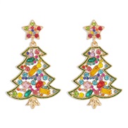 ( Color)E occidental style christmas earrings  personality embed colorful diamond Pearl christmas tree star earring wom