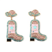 ( Pink)E Five-pointed star earrings  personality Alloy enamel fully-jewelled lovely earring