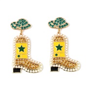 ( yellow)E Five-pointed star earrings  personality Alloy enamel fully-jewelled lovely earring