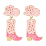 ( Pink)E Cowboy wind Alloy enamel style earrings  occidental style personality embed earring