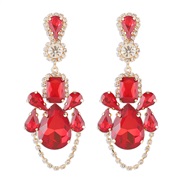 (gold +red )E occidental style medium fashion earrings  exaggeratingVintage diamond tassel personality drop earring