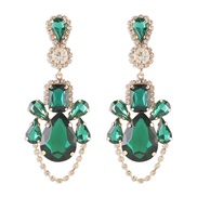 (gold + green)E occidental style medium fashion earrings  exaggeratingVintage diamond tassel personality drop earring