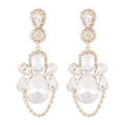 (gold +White Diamond )E occidental style medium fashion earrings  exaggeratingVintage diamond tassel personality drop e