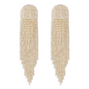 ( Gold)E occidental style textured Rhinestone long style tassel earrings  exaggerating claw chain diamond temperament e