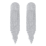 ( White K)E occidental style textured Rhinestone long style tassel earrings  exaggerating claw chain diamond temperamen