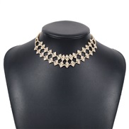 ( Gold)occidental style fully-jewelled temperament rhombus necklace  multilayer women chainnecklace