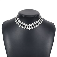( White K)occidental style fully-jewelled temperament rhombus necklace  multilayer women chainnecklace