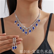 (BL 16  sapphire blue  crystal) occidental style fully-jewelled more crystal diamond necklace earrings set more color t