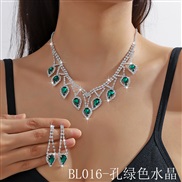 (BL 16  green crystal) occidental style fully-jewelled more crystal diamond necklace earrings set more color two