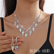 (BL 16  AB) occidental style fully-jewelled more crystal diamond necklace earrings set more color two