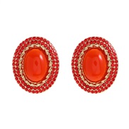 ( red) occidental style earrings Round ear stud woman fashion brief geometry Earringearrings