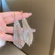 ( Gold)retro diamond feather leaves earrings occidental style fashion exaggerating samll high temperament Earring woma