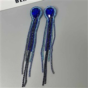 ( Malachite blue 18cm)occidental style exaggerating temperament personality long style fully-jewelled tassel love gem e