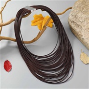 ( brown)occidental style personality exaggerating multilayer leather necklace retro leather chain