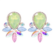 (57437 LGN)occidental style flowers earrings color fully-jewelled leaves ear stud temperament pendant Earring