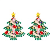 (57435 DGN)christmas all-Purpose Earring  occidental style fashion cartoon christmas tree ear stud diamond