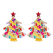 (57435 MT)christmas all-Purpose Earring  occidental style fashion cartoon christmas tree ear stud diamond